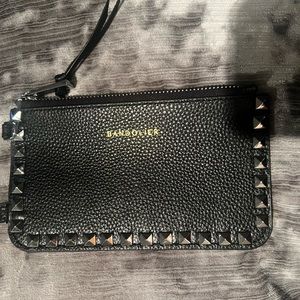 New Bandolier black pouch with silver pyramid stud hardware unused